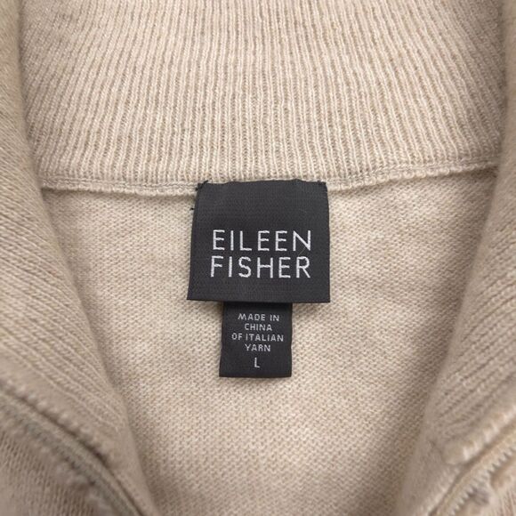 EILEEN FISHER Cashmere Wool Angora Rabbit Hair Sweater Jacket Minimal Lagenlook - Picture 2 of 7
